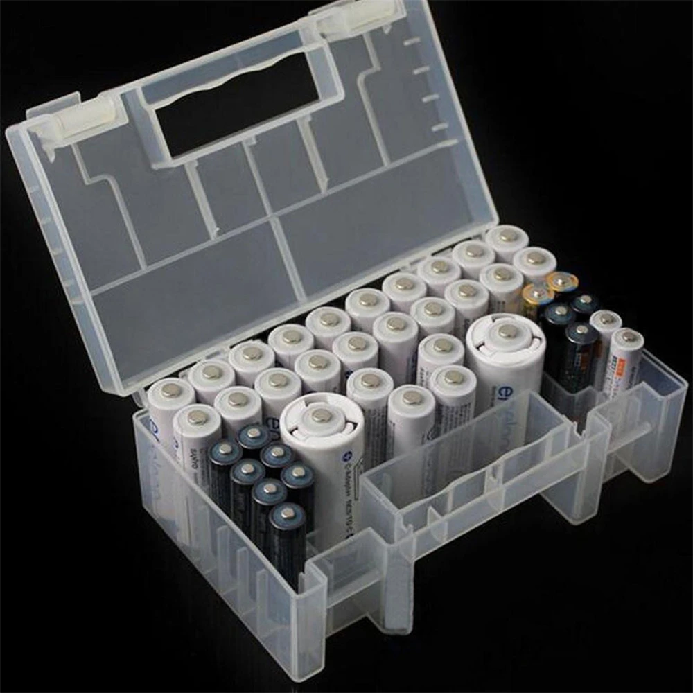 

Hard Plastic Anti Impact Wear Resistant Storage Box Battery Case Practical Organizer Clear Inner Compartment Holder AA AAA