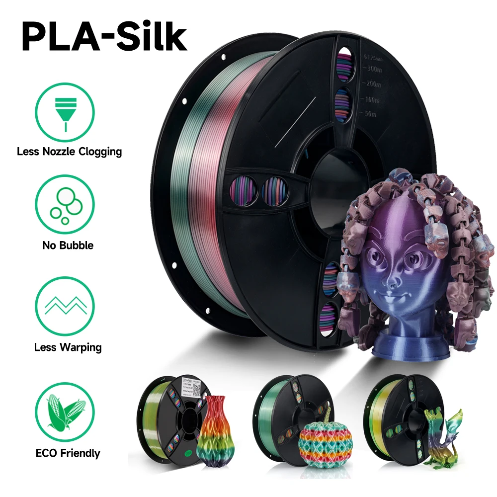 

KINGROON Silk PLA 1KG 3D Printer Filament Smooth Shine Printe Filament 3D Filament 1.75 +/- 0.02mm