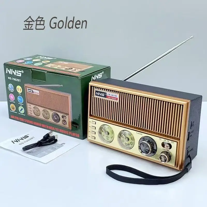 

Full Band AM/FM/SW Vintage Retro Bluetooth Radio Receiver Multimedia TF Card Mp3 USB Music Player 1200mAh Rechargeable Radio