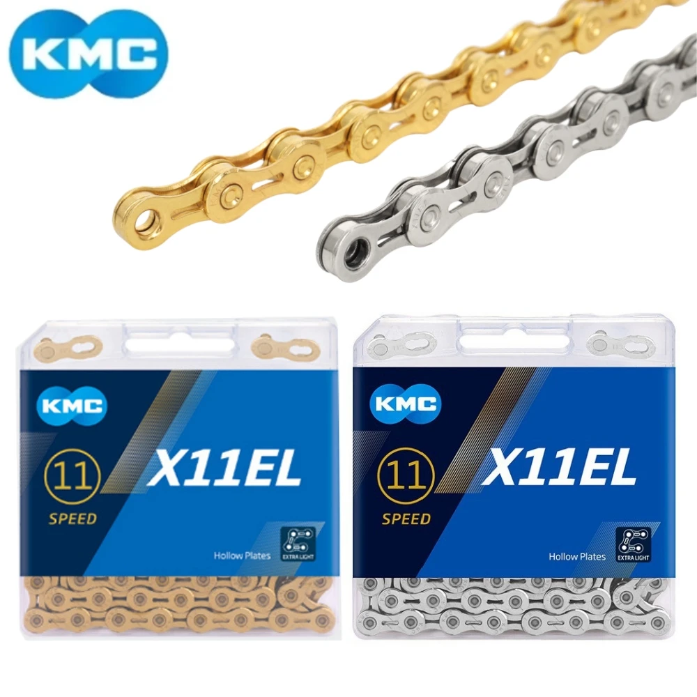 KMC X11EL 11 Speed MTB Bike Chain 11V 118L Hollow Gold Silver Color Bicycle Chain Mountain Road Bike Original Cycling Parts