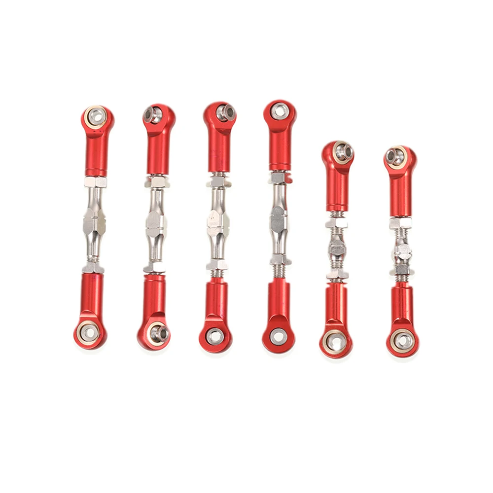 RCGOFOLLOW Juego de varillas de enlace de dirección con distancia entre ejes de aleación de aluminio de 6 piezas para 1/10 Rc juego de varillas de enlace de dirección SENTON 3S negro