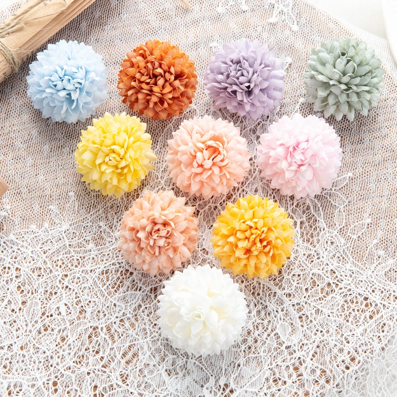 

Artificial Flowers Head 4Cm 100Pcs Silk Ball Hydrangea Wedding Garden Rose Arch Home Decoration Party Christmas Wreath Candy Box