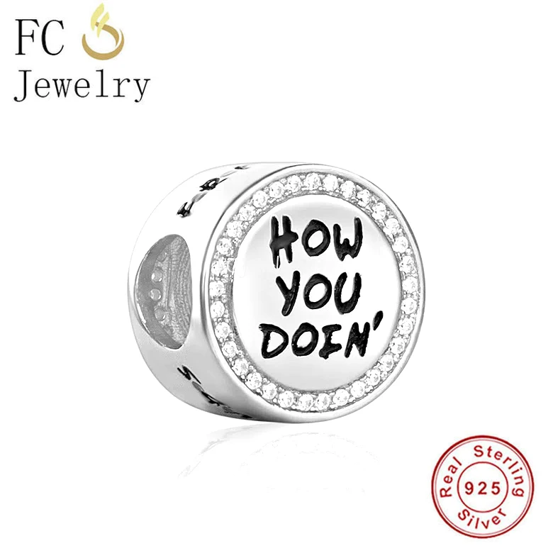 FC Jewelry Fit Original Pan Charms Bracelet 925 Sterling Silver TV Friends How You Doing Bead For Making Women Berloque 2022