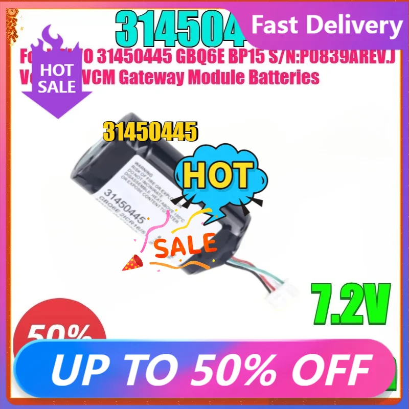 

New 450mAh 7.2V 31450445 GBQ6E Battery for VOLVO 31450445 GBQ6E BP15 S/N:P0839AREV.J Vehicle VCM Gateway Module Batteries