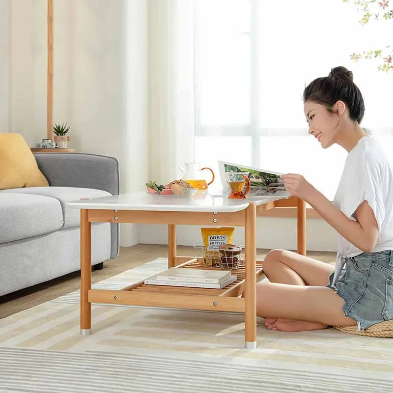 Simple Wooden Side Table Minimalist Writing Sedentary Coffee Table Books Rectangle Service Mesa Auxiliar Cocina Home Furniture