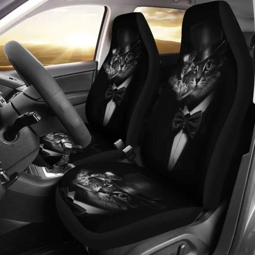 

Classy Cat Smoking Car Seat Covers Amazing Gift Ideas,Pack of 2 Universal Front Seat Protective Cover