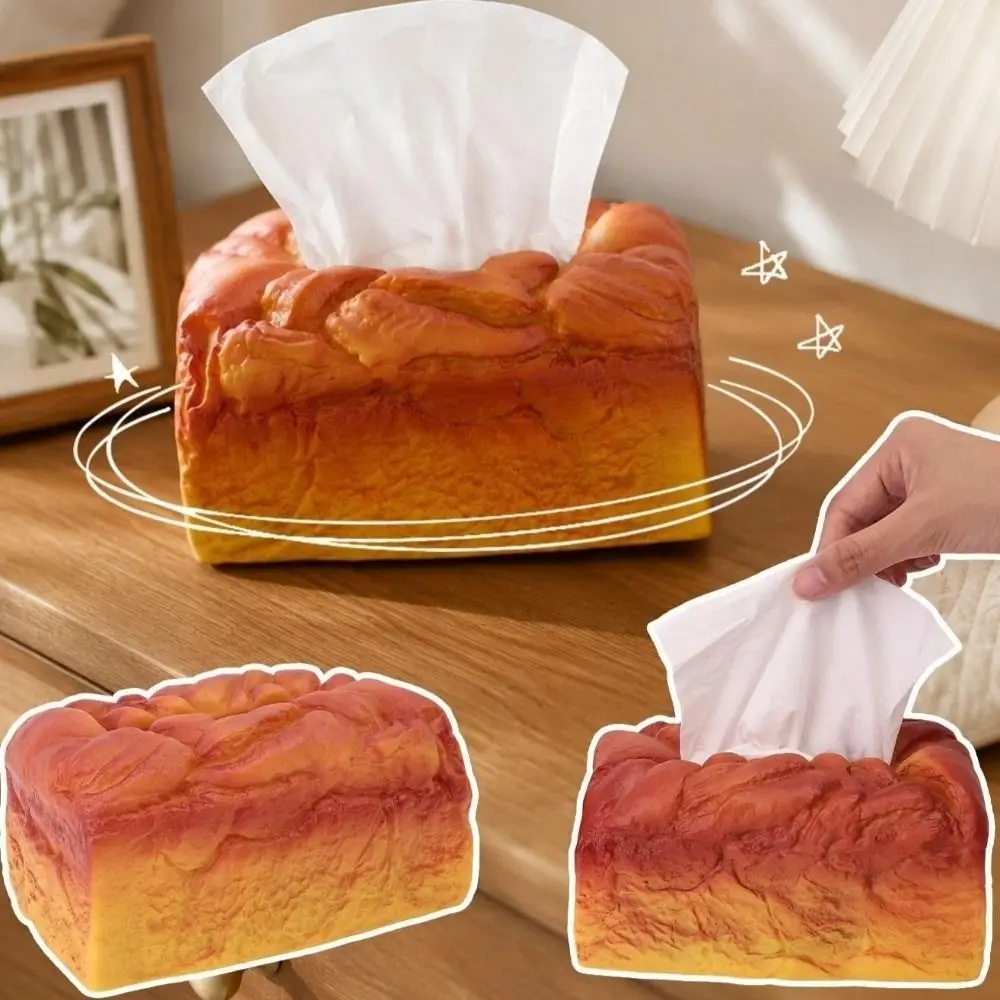 Simulation Bread Tissue Box Soft Texture Loaf Shaped Tissue Box Cover Rectangular Structure Novelty Style