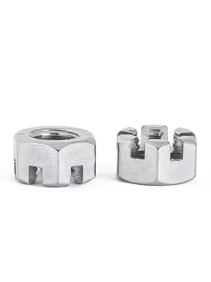 

GB6181 Нержавеющая сталь 304, круглый замок с прорезями, шестигранная головка, шестигранная прорезная гайка с короной замка