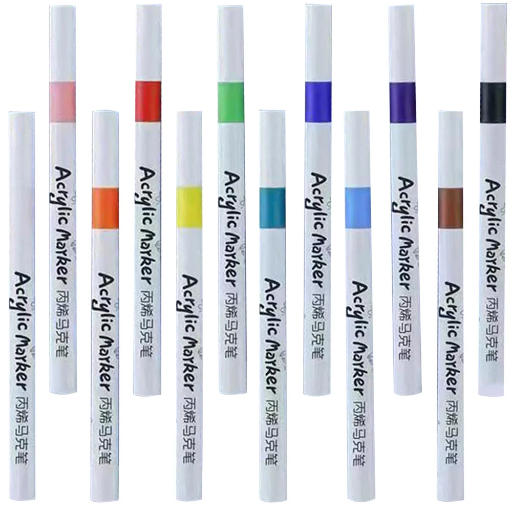 

12Pcs Ergonomic Design Acrylic Markers Easy Grip Paint Pens for Detailed Drawing Sketching Hand Lettering Artwork Tools