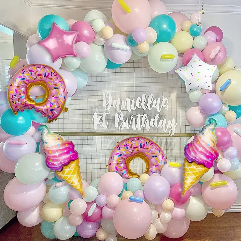 

Large Ice Cream Theme Balloon Garland Mini Donut Macaron Globos for Baby Shower Girls Birthday Party Decoration Kids Toys