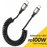 PD 100W Spring USB Type C Cable For Samsung Xiaomi Huawei Phone Fast Charge Charger Wird PD30W USB Data Cabl For iPhone 15 14 13