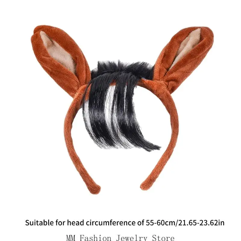 Horse Costume Set Horse Tail Horse Ear Headband Halloween Horse Cosplay Accessory for Kid Addult Masquerade Christmas