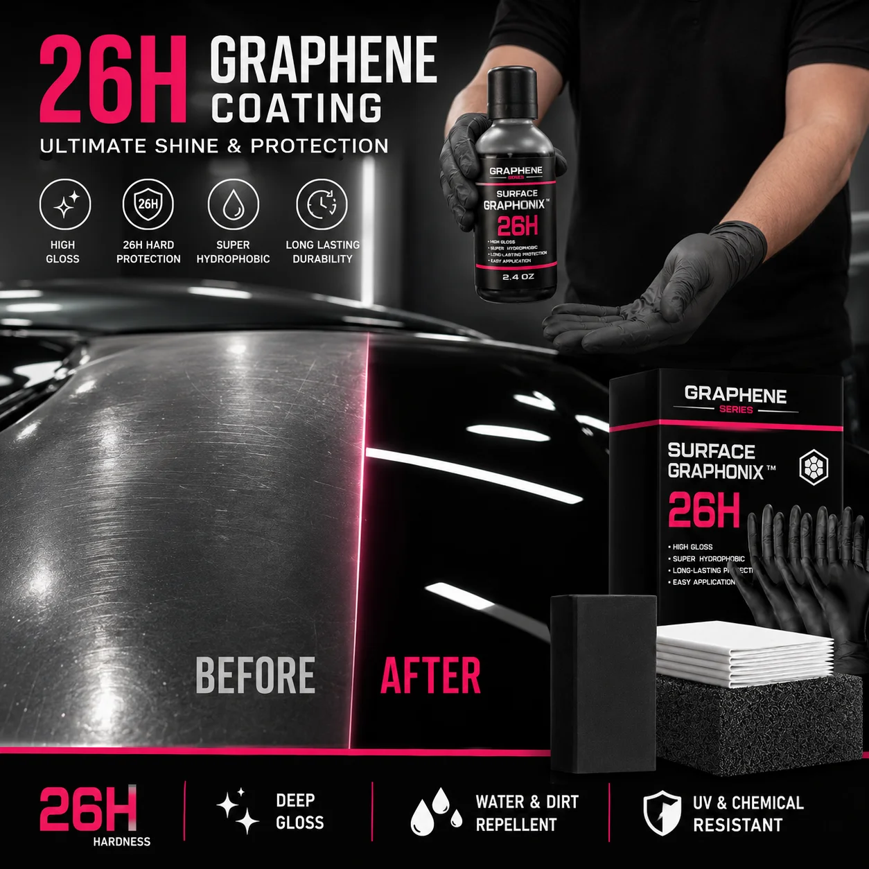 Graphene Nano Ceramic Coating Spray Car Hydrophobic Auto Body Shine Armor Wax Crystal Plating Quick Nano-Coating Paint Cleaner