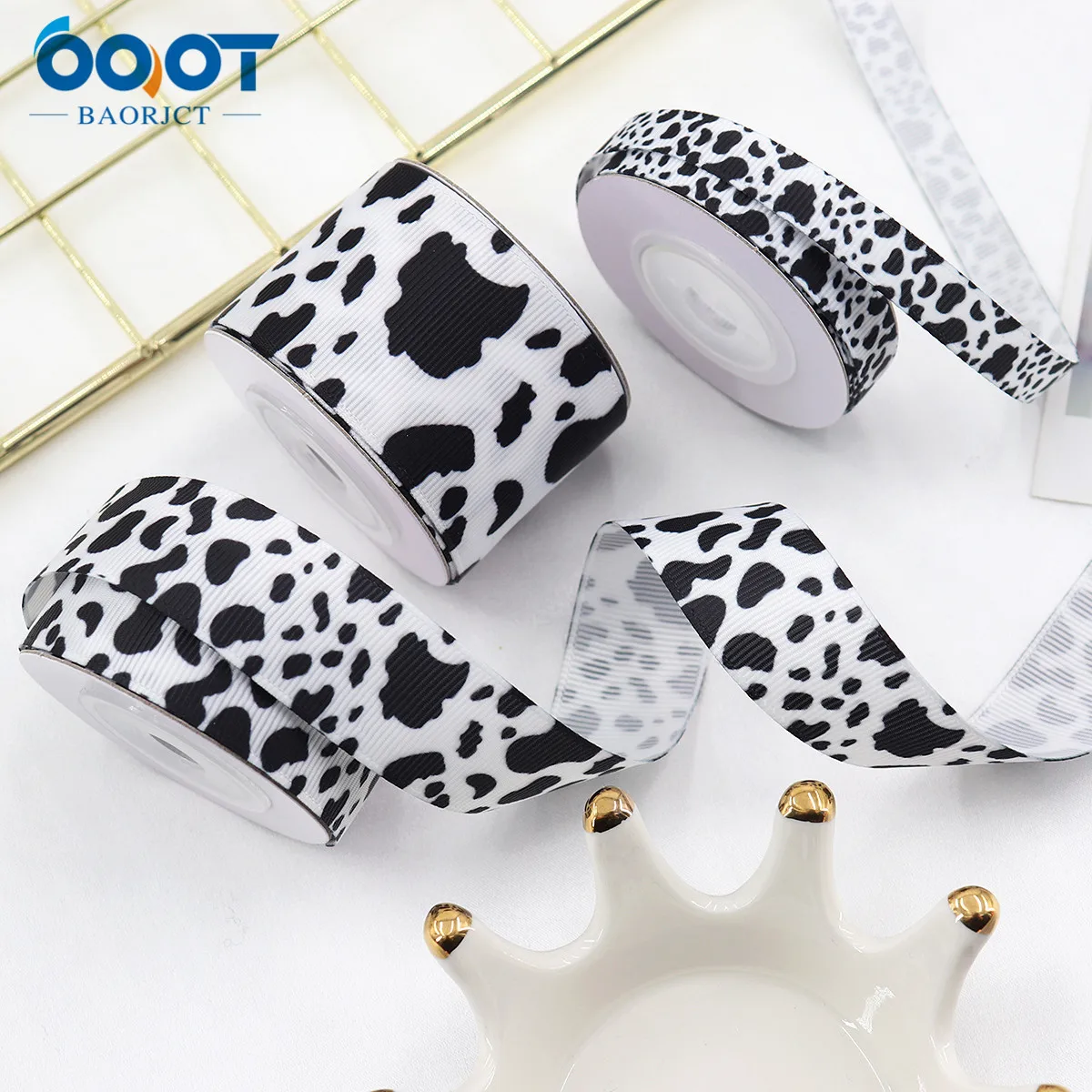 Cute Cow Pattern Decoration Bow-knot Grosgrain Ribbons,Multiple Sizes,22301-4 10Yards Bow Cap DIY Decorations