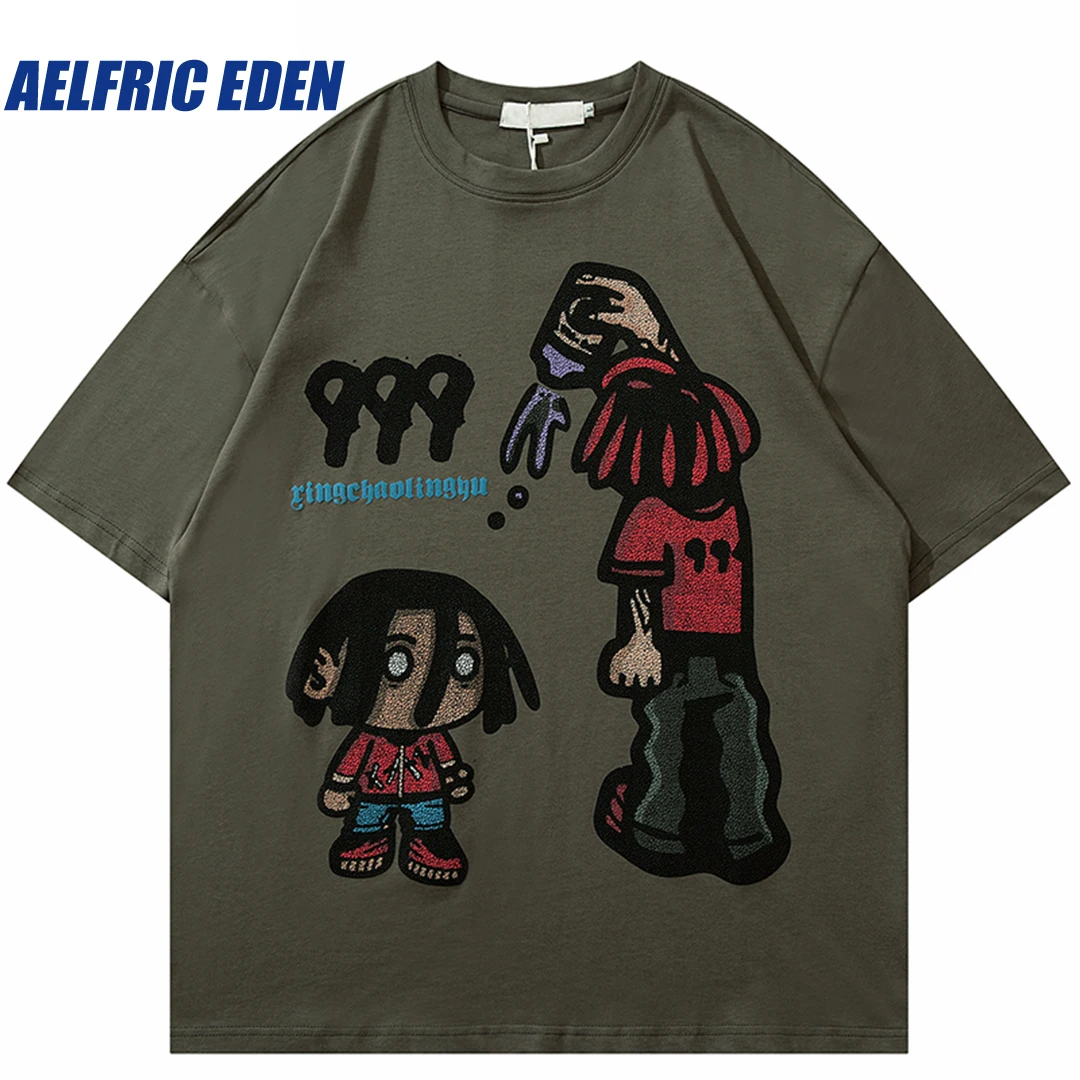 Aelfric Eden Funny Cartoon Graphic T Shirt 2023 Men Streetwear T-Shirt Oversized Hip Hop Tshirt Harajuku Tops Tees Cotton Loose