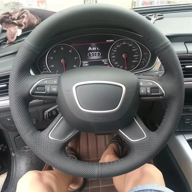 

Microfiber Leather Car Steering wheel Cover For Audi A6 2005-2018 A3 A4 2013-2018 Q3 2012 Handle Cover Interior Car Accessories