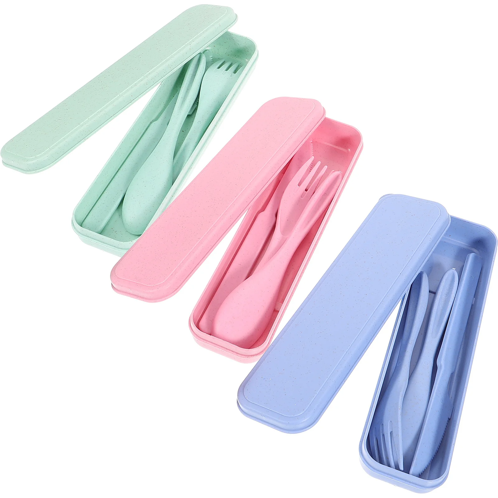 

3Sets Portable Wheat Straw Cutlery Set Reusable Spoon Fork Cutter Travel Utensils for Lunch Box Camping Picnic