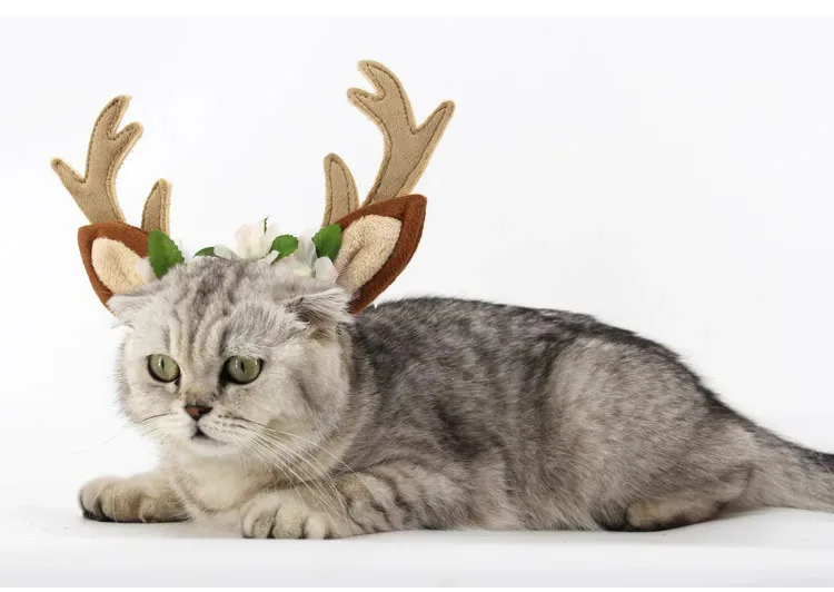 

Christmas Elk Reindeer Pet Headband Hat Costume Dog Costume Headwear Accessories Cat Cute Cosplay Party Pet Hair Decorations