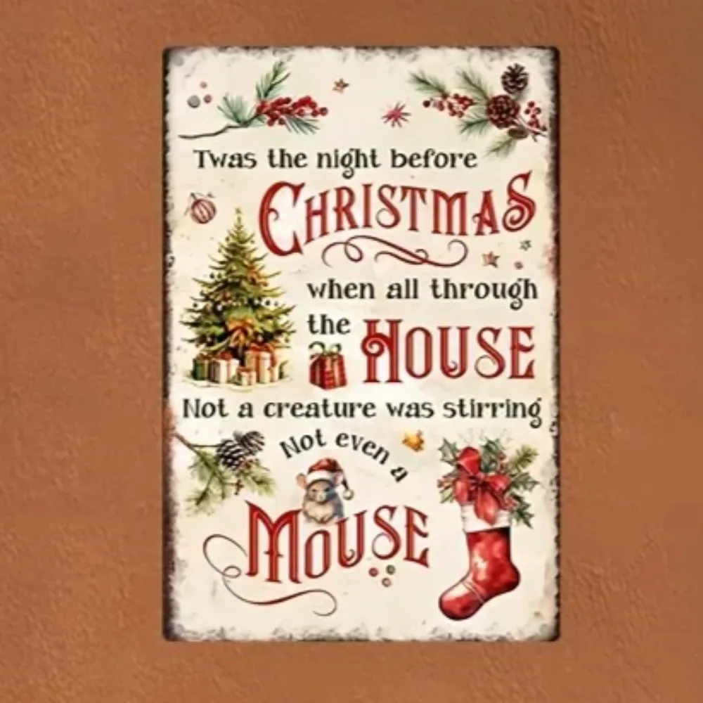 

- 1pce "Twas The Night Before Christmas" Metal Sign | Seasonal Wall Decor | Ideal for Home, Restaurant, Bar & More