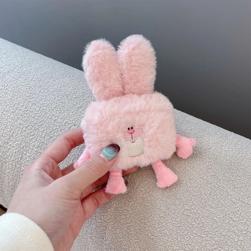 Cute Plush Bunny with Buck Teeth Earphone Case for AirPods 1/2, AirPods 3, AirPods Pro, Pro 2, New Creative Shockproof Luxury Hi