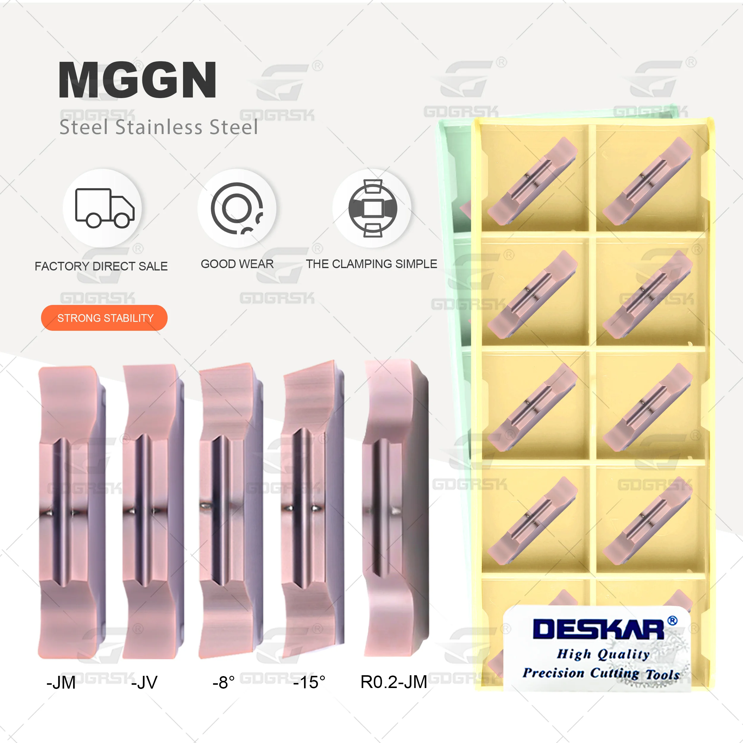 

DESKAR Вставка для токарного станка с ЧПУ MGGN300-JM LF6018 долбежные вставки JM JV R/L-8 R/L-15 R0.2-JM Лезвия для обработки канавок из нержавеющей стали