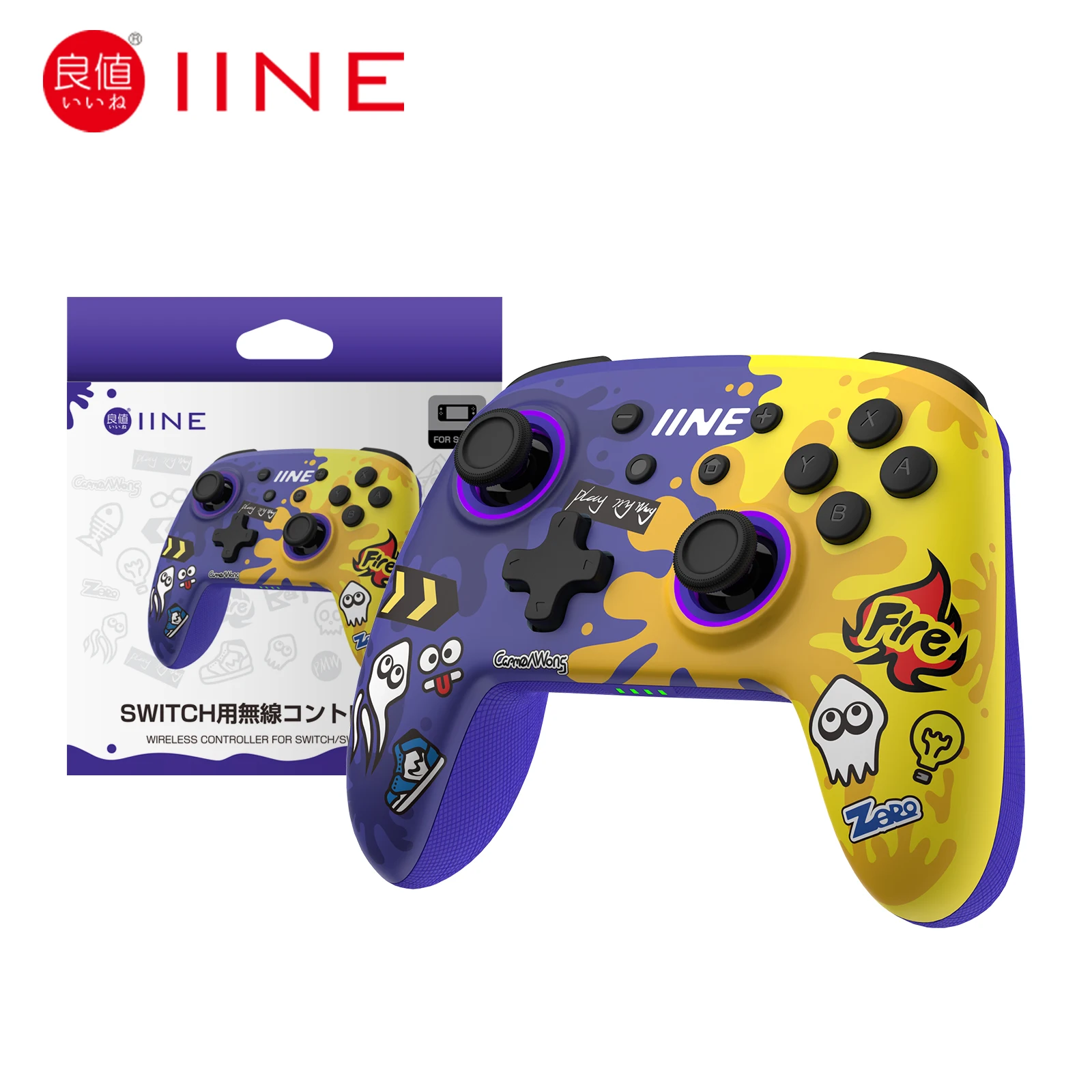 New IINE Splatoon Exclusive Wireless Controller Wake Up Support NFC Amiibo Compatible for Switch/Switch lite/Switch OLED gamepad