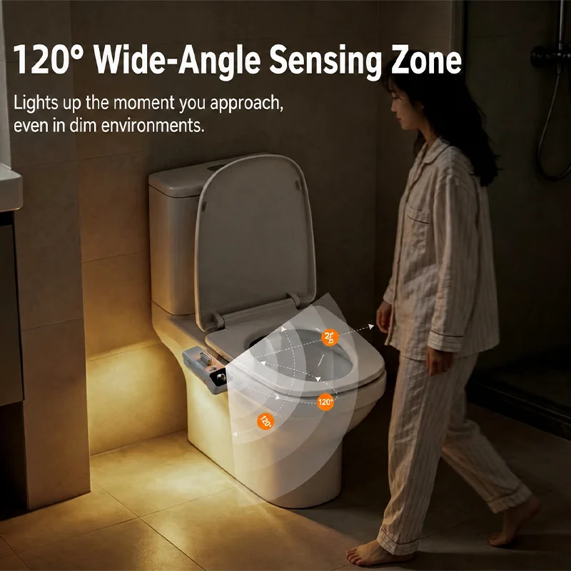 Non-Electric Cold Water Bidet Bath Toilet Seat Accessory with Ground-Mounted LED Light Pressure Control Extendable Self-Cleaning