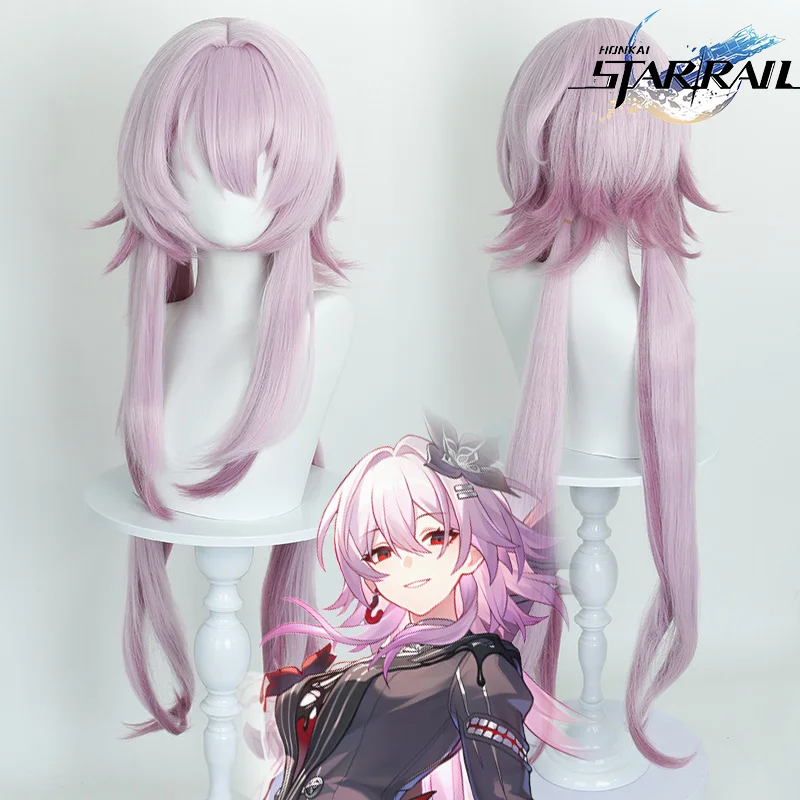 

Game Honkai: Star Rail March 7th Evernight Adult Cosplay Wig Long Pink Curly Hair Heat Resistant Synthetic Wigs Halloween Prop