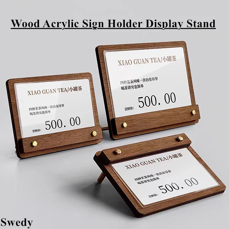 

90x60 мм/105x70 мм деревянная рекламная доска для цены, настольная ценовая мишень, акриловый плакат, меню, держатель для бумаги, держатель для этикеток