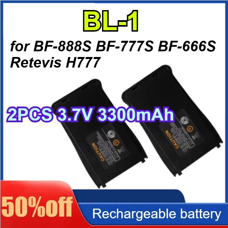 

2PCS 3.7V 3300mAh for BAOFENG BF888S BL-1 Li-Ion Battery for Baofeng BF-888S BF-777S BF-666S Retevis H777 Two-Way Radio Battery