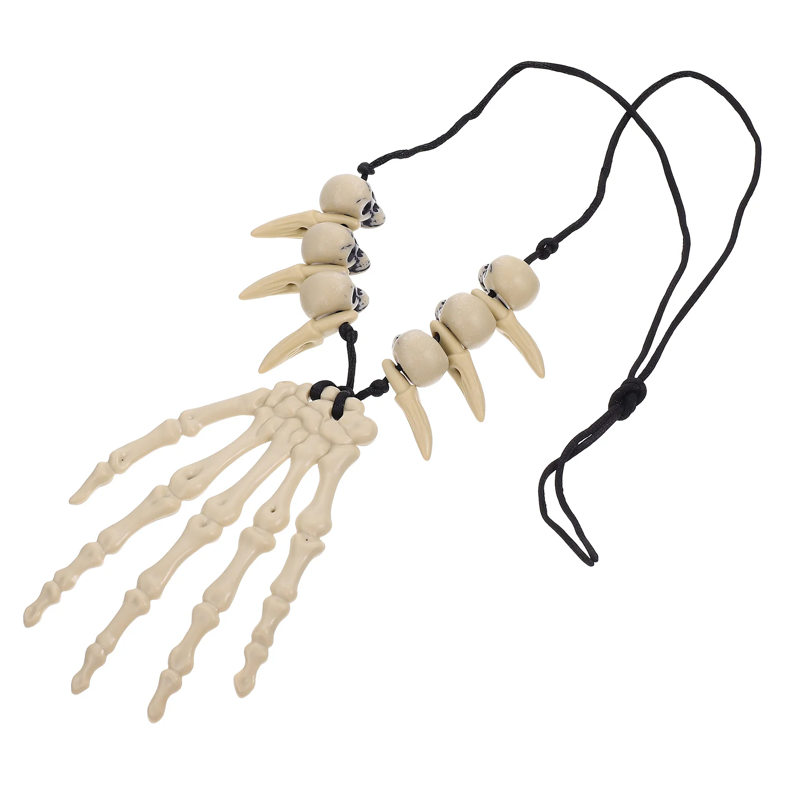 Collana con teschio H Bone Collane di Halloween Catena beige Ciondolo retrò Accessorio per costume Materiale in resina Regalo di gioielli