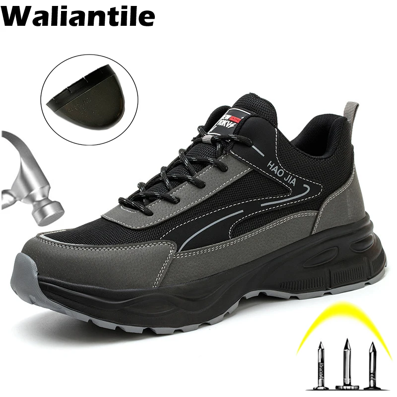 

Waliantile Men Safety Shoes Sneakers Industrial Insulated Steel Toe Anti-smashing Work Boots Non-slip Indestructible Shoes Male
