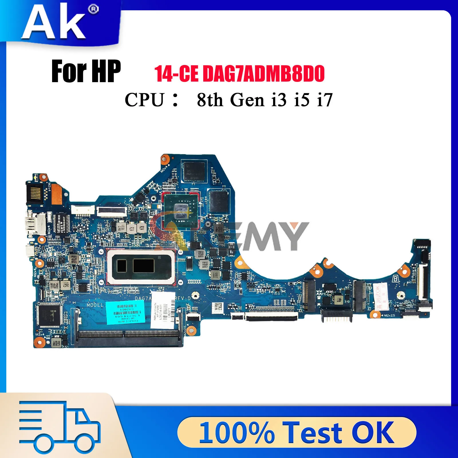 

Материнская плата DAG7ADMB8D0 для ноутбука HP Pavilion 14-CE с процессором i3 i5 i7 8-го поколения MX150 GPU L36237-601 L36236-001 100% полностью протестировано