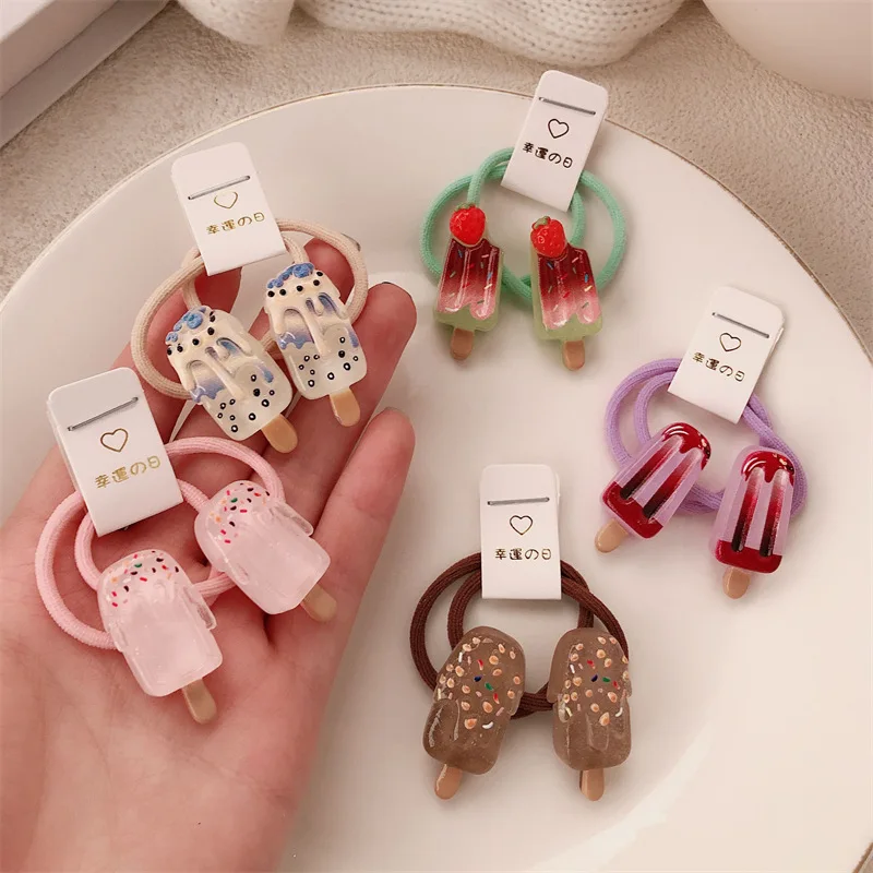 Fresh Gentle Ice Cream Stick Ice Cream String High Elastic Hair Band for Girls Cute Little Girl Hair Ties Hair Accessory