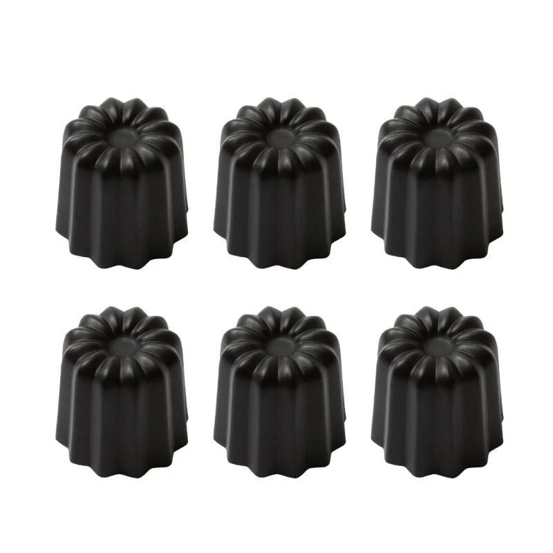  6pcs Aluminum Cannele Molds Small Muffin Pans Efficient Baking Mould for Dessert