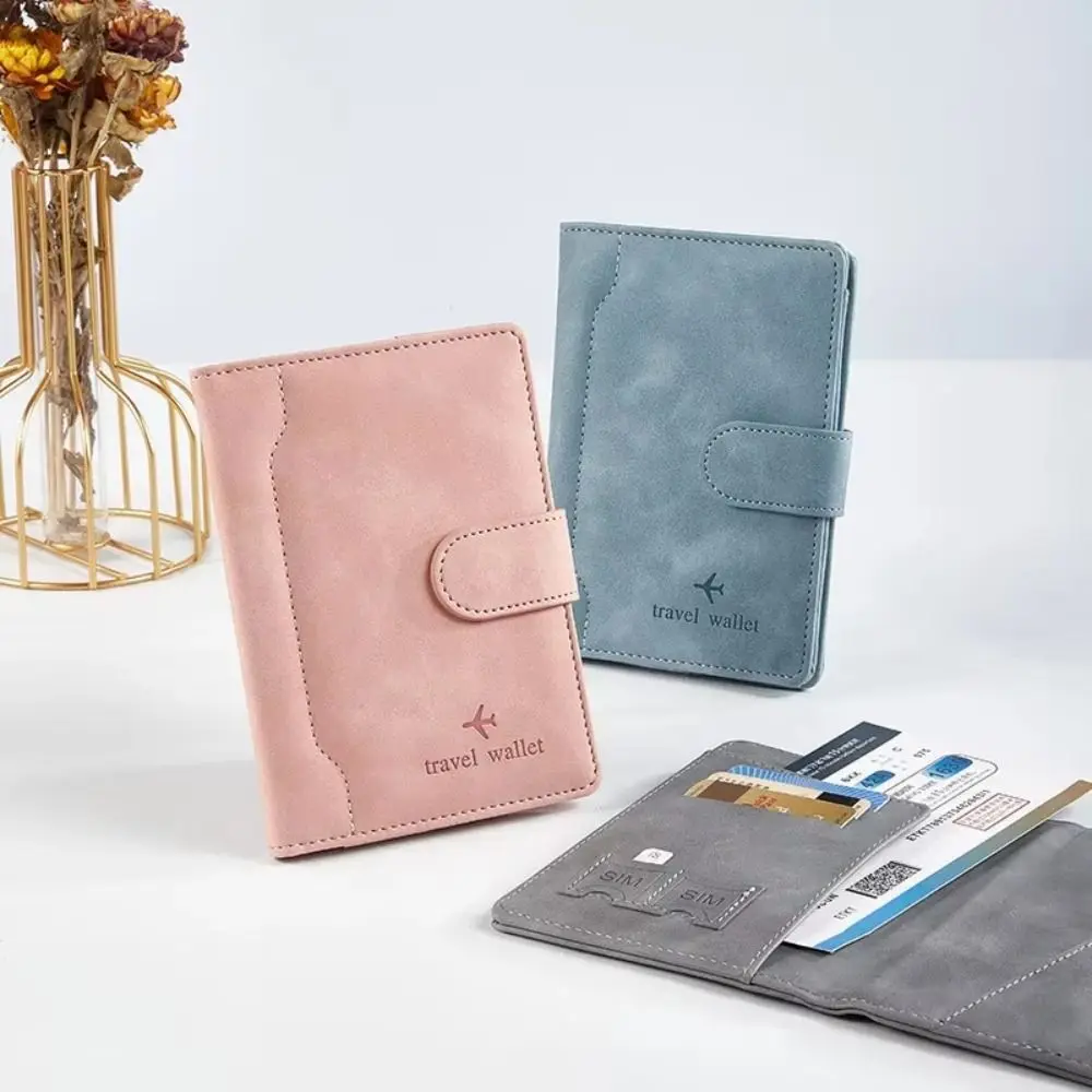 พร้อมช่องใส่ซิมการ์ด ปกหนังสือเดินทาง หัวเข็มขัดแม่เหล็ก เคสบัตร RFID Blocking Wallet กระเป๋าใส่เหรียญ เช็คอินเครื่องบิน