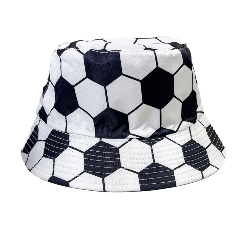 Packbarer Eimerhut mit Fußballmotiv, umwandelbarer Polyester-Fischerhut für Erwachsene, Teenager, Laufen und Fußballsport, 3 x – Detail 1