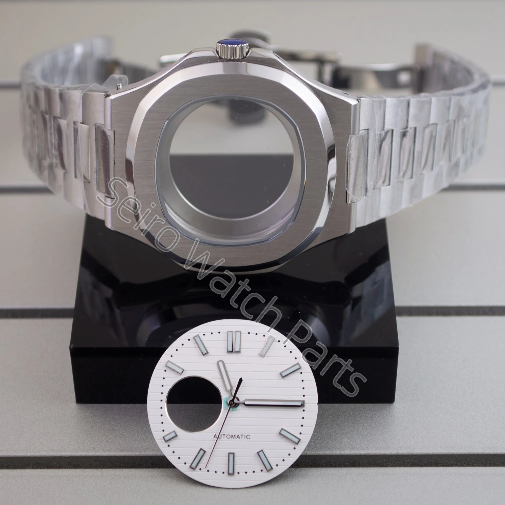 41mm PVD black/rose gold/silver watch case square strap 316L steel sapphire for nautilus nh35 nh36 nh38 movement 30.5mm dial