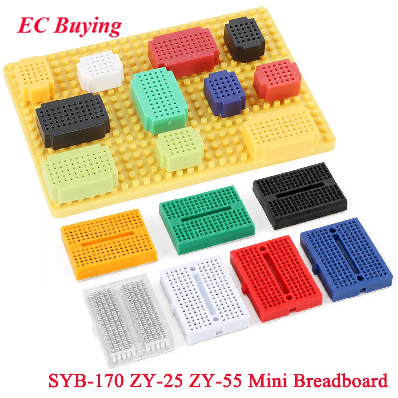 SYB-170 ZY-25 ZY-55 Mini Solderless Prototype Breadboard PCB Test Circuit Bread Board DIY Kit White Blue Green Yellow Black Red