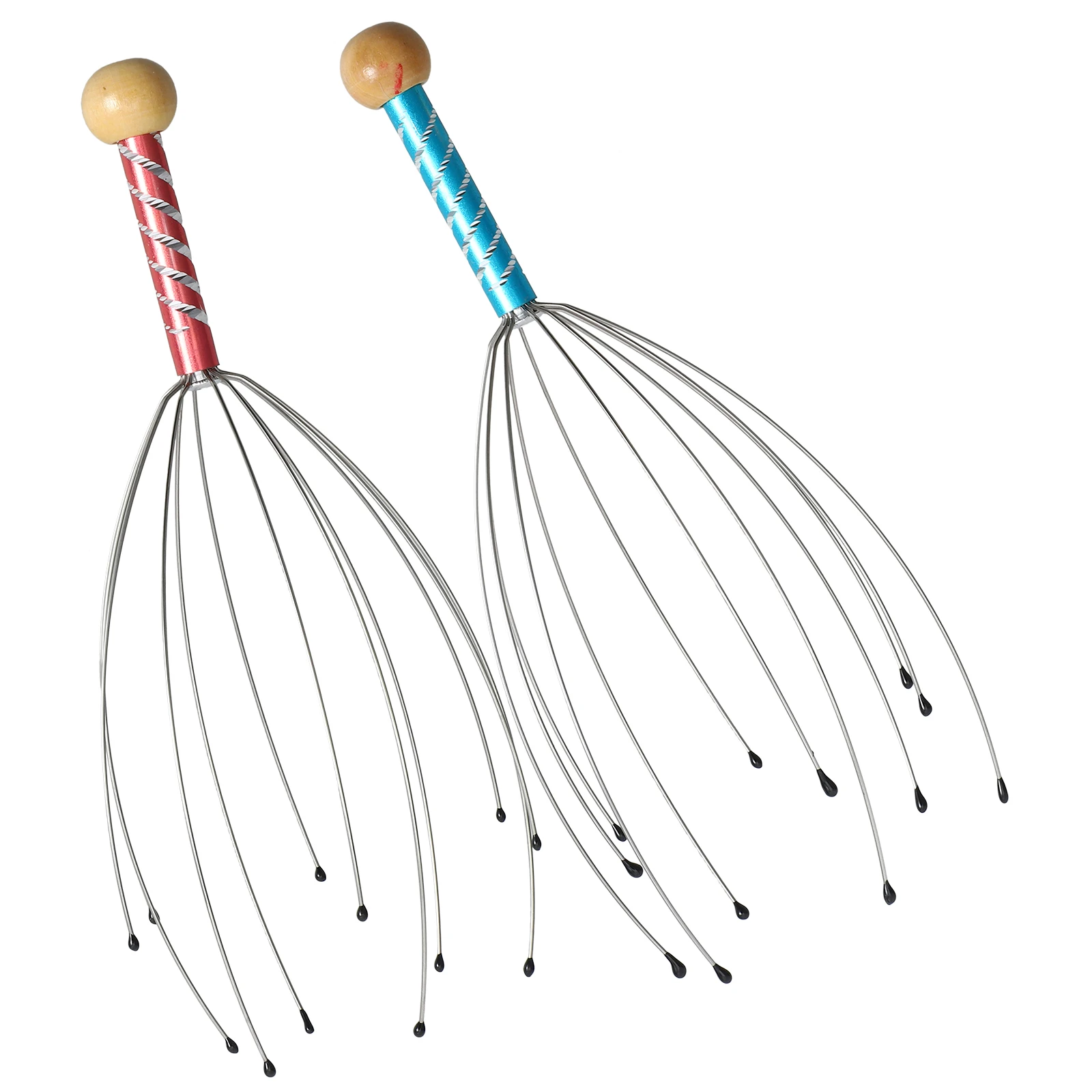 

2 Pcs Head Massager Scalp Tool Hand Held Hair Octopus Steel Handheld Large Claw
