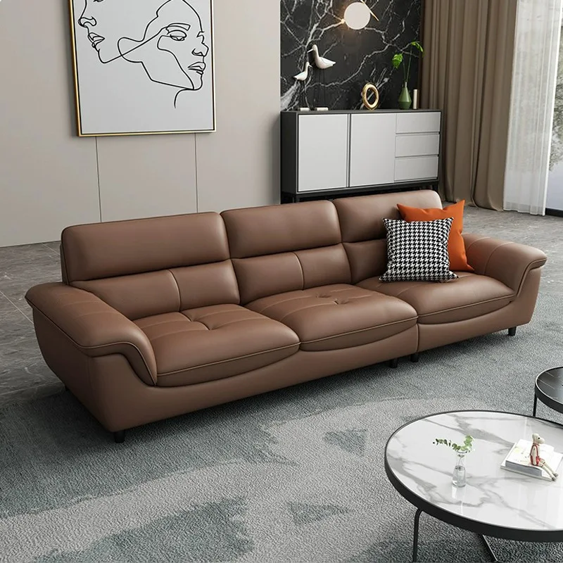 Italian Leather Sofa First Layer Cowhide Living Room Small Apartment Nordic Modern Simple Light Luxury Three People Four People