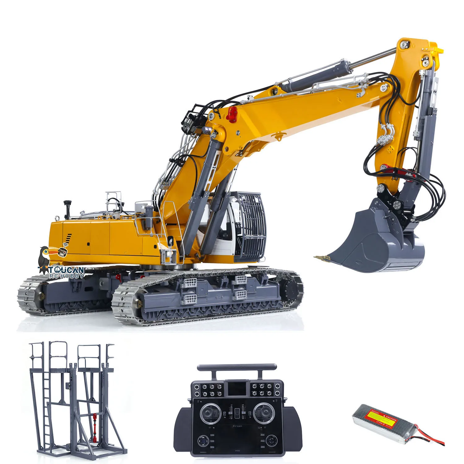LR960 LESU 1/14 RC Full Hydraulic Excavator Heavy Digger Metal Tracked Construction Vehicle Light System Painted Assembled
