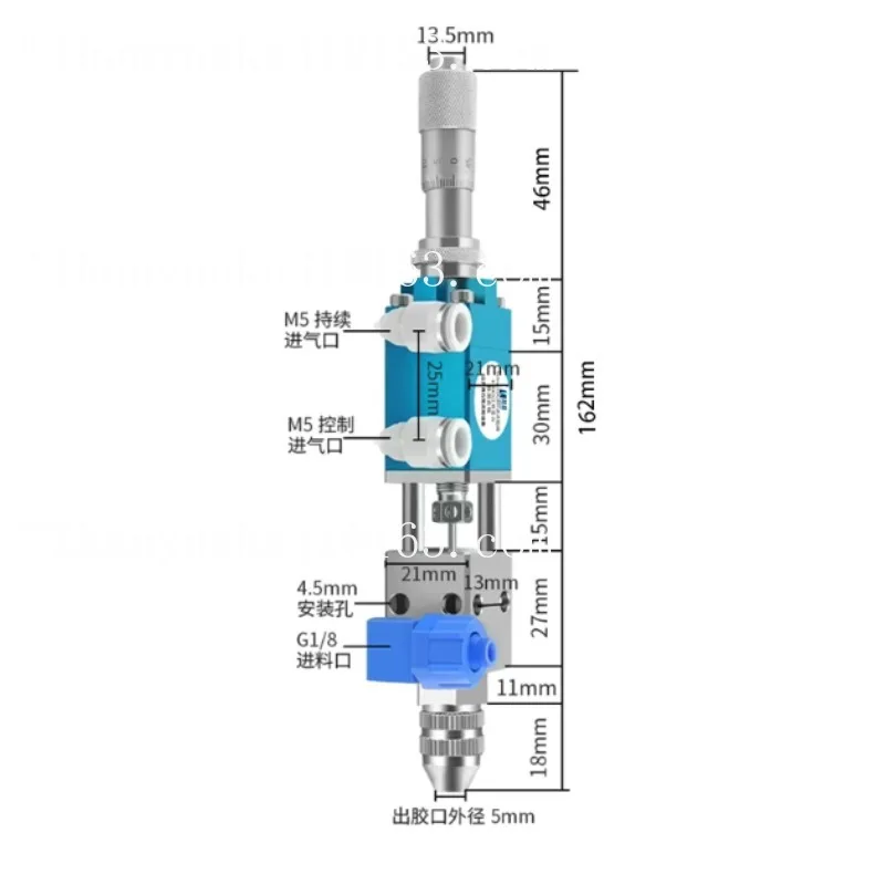 ZC-21 precision double thimble dispensing valve stainless steel micrometer UV glue ink single liquid valve