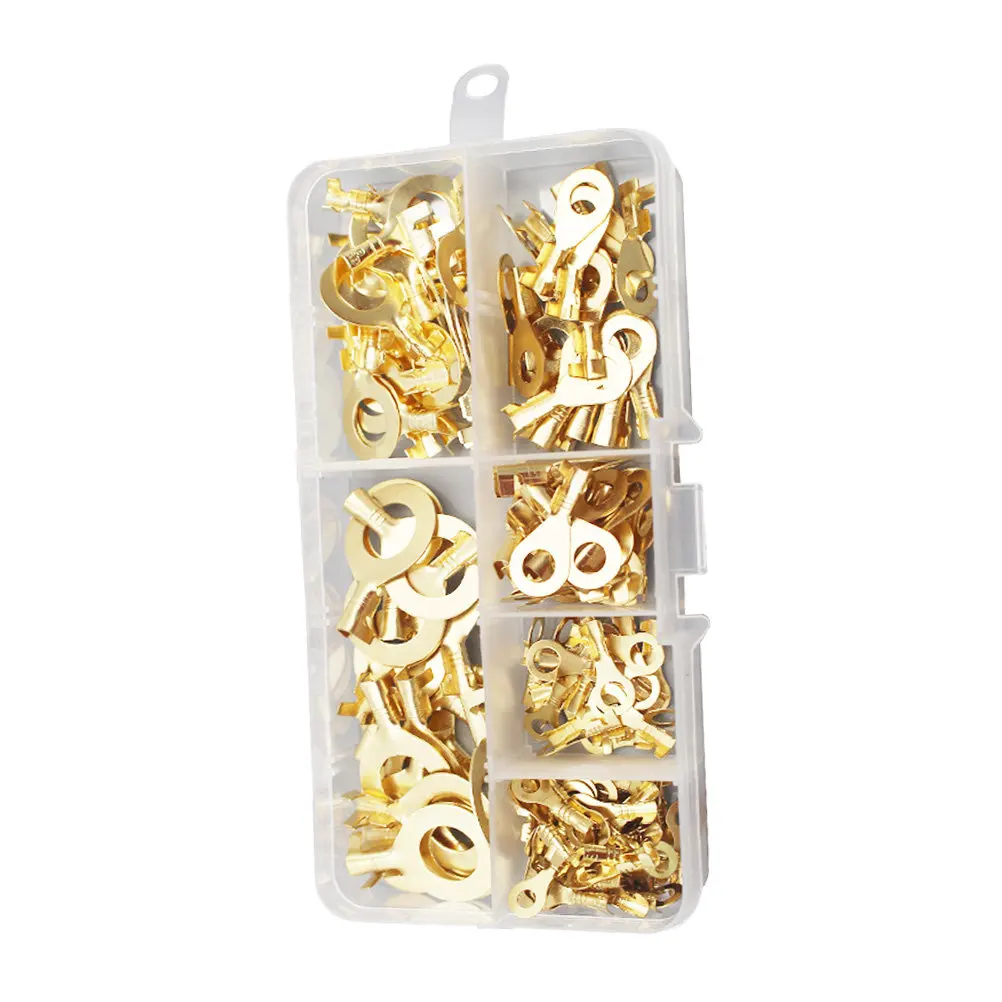 150Pcs Copper Lug Terminal Ring Terminal Wire Connector with Full Port Barrel Design for Stranded Solid Wires in Home Appliance