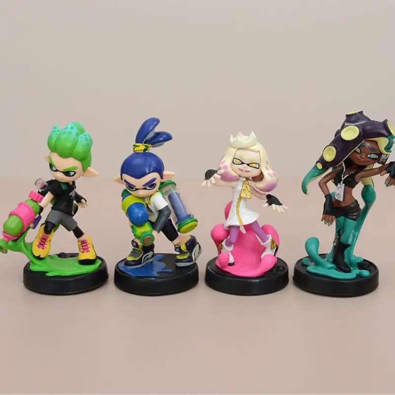 4 Style Splatoon 2 Game Periphery Figure Model 9-12cm Q Ver. Blue Boy Pink Girl Car Desktop Ornament Pvc Toy Model Gift