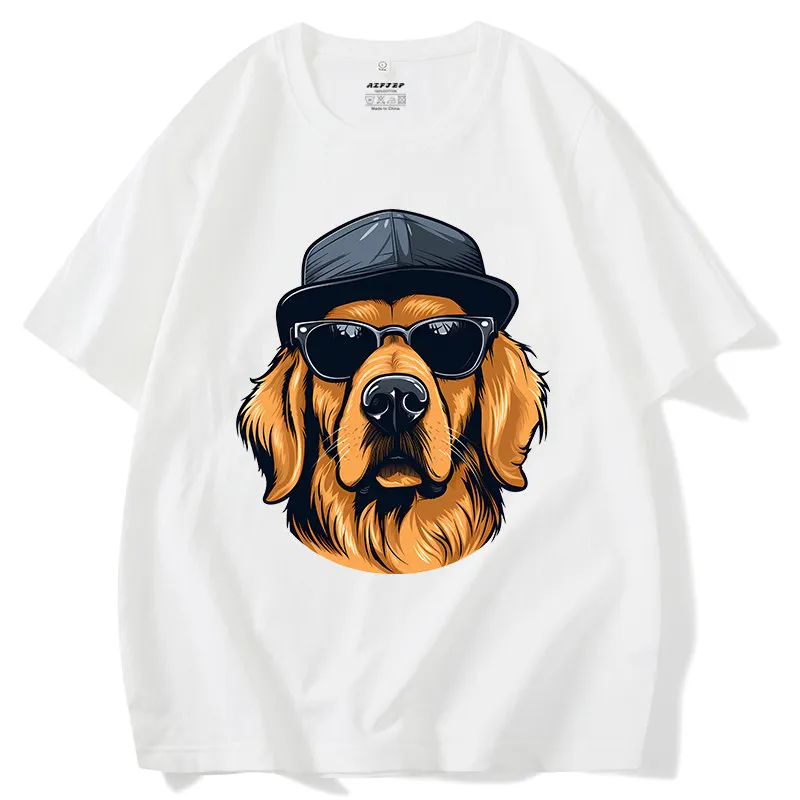 American Casual, Unique, Original and Funny Dog-head Themed Trendy Short-sleeved Children's and Adult T-shirt Cartoon