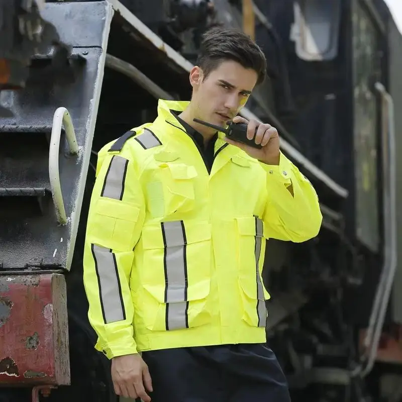 Reflective Raincoat Rain Pants Suit Traffic Sanitation Patrol Split Safety Waterproof Rain Gear Raincoat Customized Print Logo