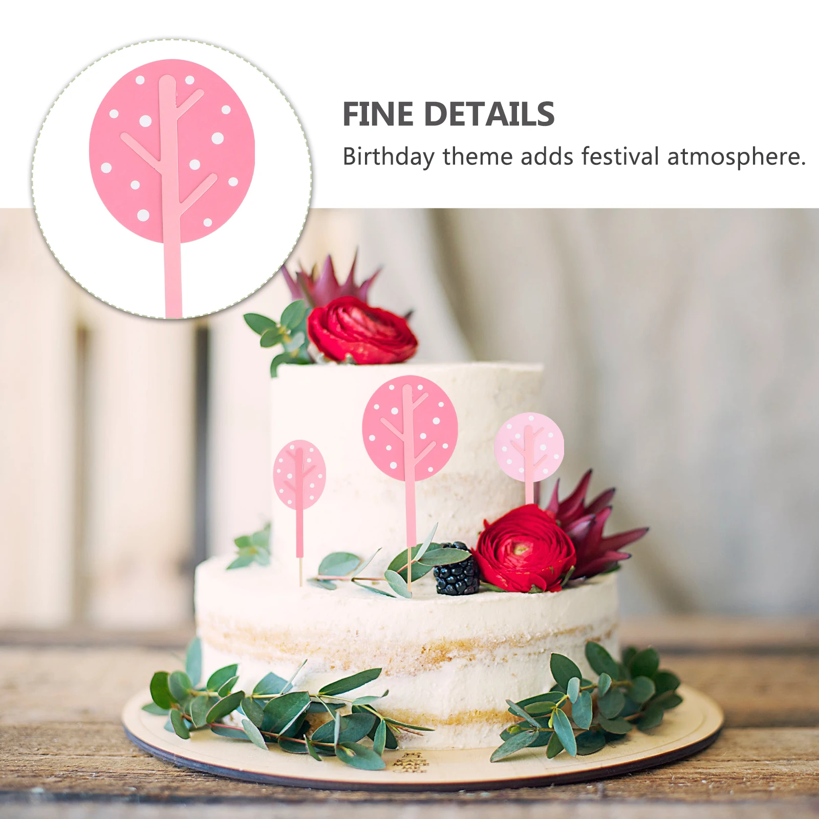 

9pcs Cake Topper Felt Tree Xmas Decoration Party Supplies Cupcake Decor Birthday Forest Theme Plugins Kitchen Bar Accessories