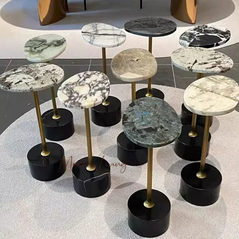 Picture 3: Nordic light luxury natural marble corner designer model room villa soft decoration living room sofa side small table