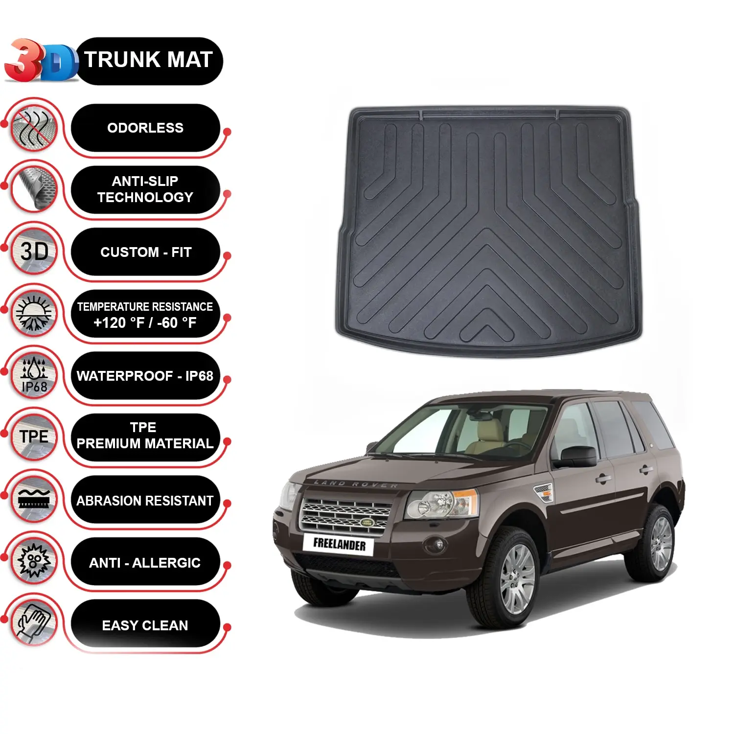 Land Rover Freelander LR2 2006-2014 Cargo Liner Rear Trunk Floor Mat